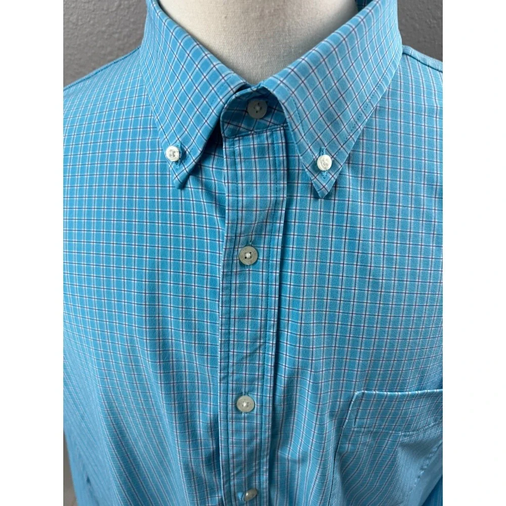 Land's End Blue Performnce Fit Golf Activewar Long Sleeve Button Shirt 2XLT - Picture 5 of 5